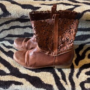 Elegant Brown Cut-Out Ankle Booties